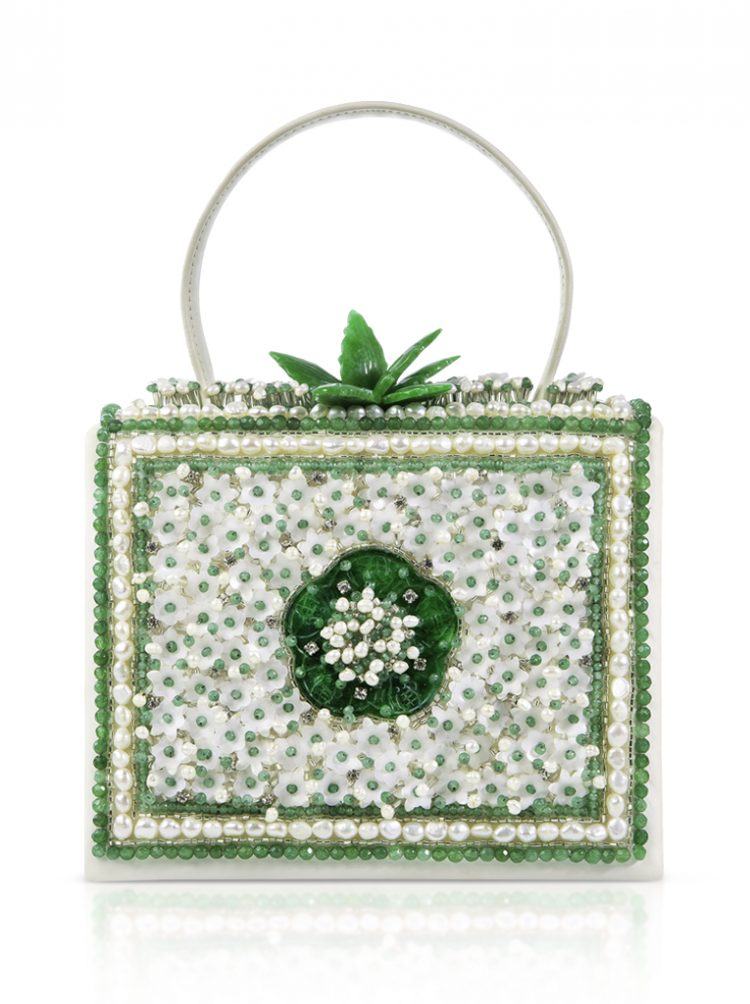 Handbag JADE and pearls Couture Embroidery