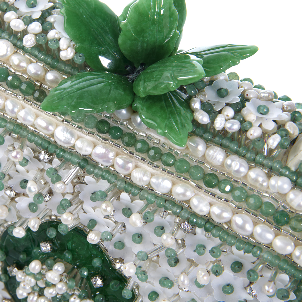 Handbag Jade and Pearls Couture Embroidery